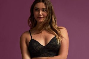 Woman wearing a black lace bralette from ThirdLove