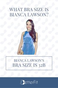 Graphic image of Bianca Lawson with 32B bra size wearing a blue sleeveless maxi dress