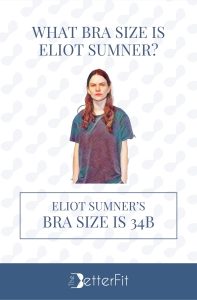 Graphic image of Eliot Sumner with 34b bra size wearing a gray t-shirt