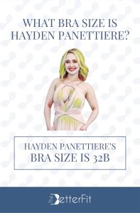 Graphic image of Hayden Panettiere with 32B bra size wearing a flowy long dress