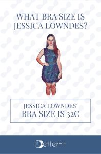 Graphic image of Jessica Lowndes with 32C bra size wearing a purple mini dress