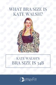 Graphic image of Kate Walsh with 34B bra size wearing a leopard print puff sleeve