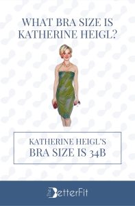 Graphic image of Katherine Heigl with 34B bra size wearing a green strapless dress