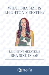 Graphic image of Leighton Meester with 32B bra size wearing a tube bodycon dress