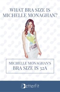 Graphic image of Michelle Monaghan with 32A bra size wearing a sleeveless bodycon dress