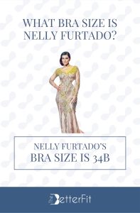Graphic image of Nelly Furtado with 34B bra size wearing a long sleeve dress