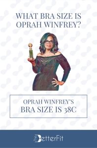 Graphic image of Oprah Winfrey with 38C bra size wearing an off-shoulder dress