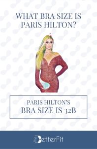 Graphic image of Paris Hilton with a bra size of 32B wearing a red long sleeves bodycon dress