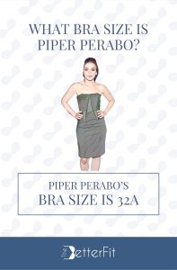 Graphic image of Piper Perabo with 32A bra size wearing a tube dress