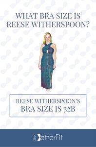 Graphic image of Reese Witherspoon with 32B bra size wearing a blue dress