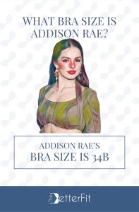 Graphic image of Addison Rae with 34B bra size wearing a brown long-sleeve crop top