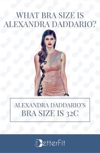 Graphic image of Alexandra Daddario with 32C bra size wearing a sleeveless dress