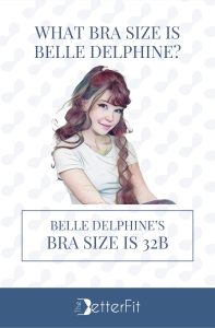 Graphic image of Belle Delphine with 32B bra size wearing a white t-shirt