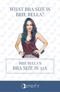 Graphic image of Brie Bella with 32A bra size wearing a black sleeveless blouse and checkered pants