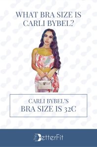 Graphic image of Carli Bybel with 32C bra size wearing a spaghetti strap crop top and long skirt