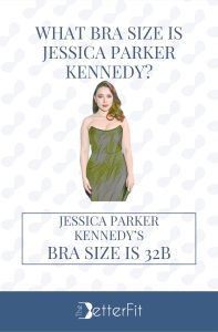 Graphic image of Jessica Parker Kennedy with 32B bra size wearing a tube bodycon dress