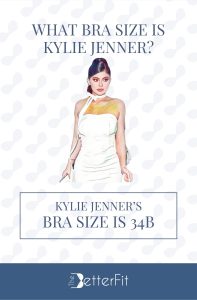 Graphic image of Kylie Jenner with 34B bra size wearing a white tube bodycon dress