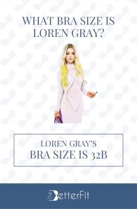 Graphic image of Loren Gray with 32B bra size wearing a long sleeve high neck dress