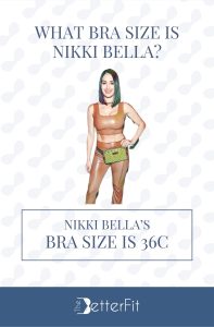 Graphic image of Nikki Bella with 36C bra size wearing a brown sleeveless leather crop top and brown leather pants