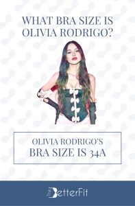 Graphic image of Olivia Rodrigo with 34A bra size wearing a tube mini dress with small ribbons