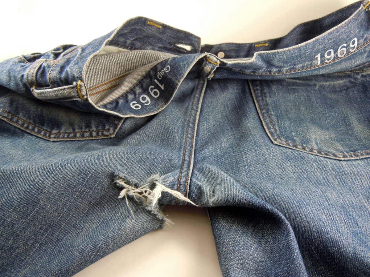 A jeans with rip on the back