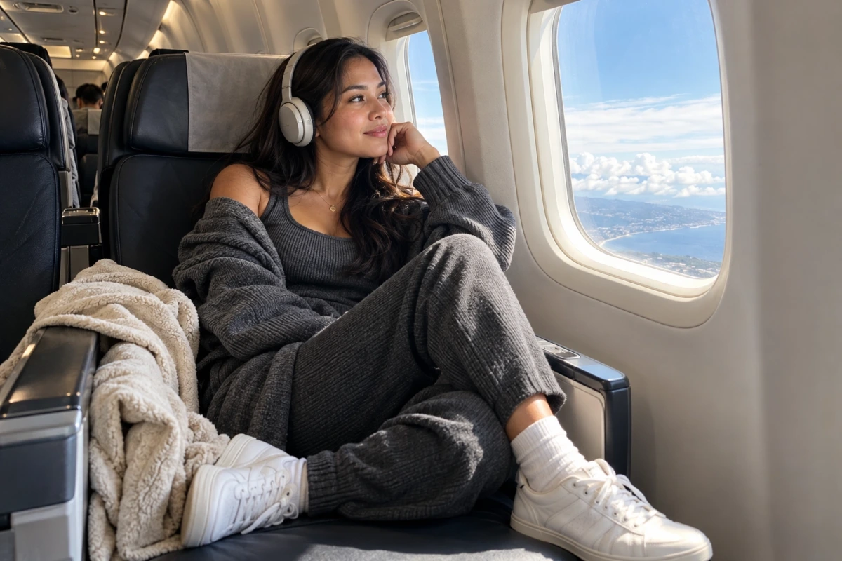 Long Flight Outfits That Make Sitting for Hours More Bearable