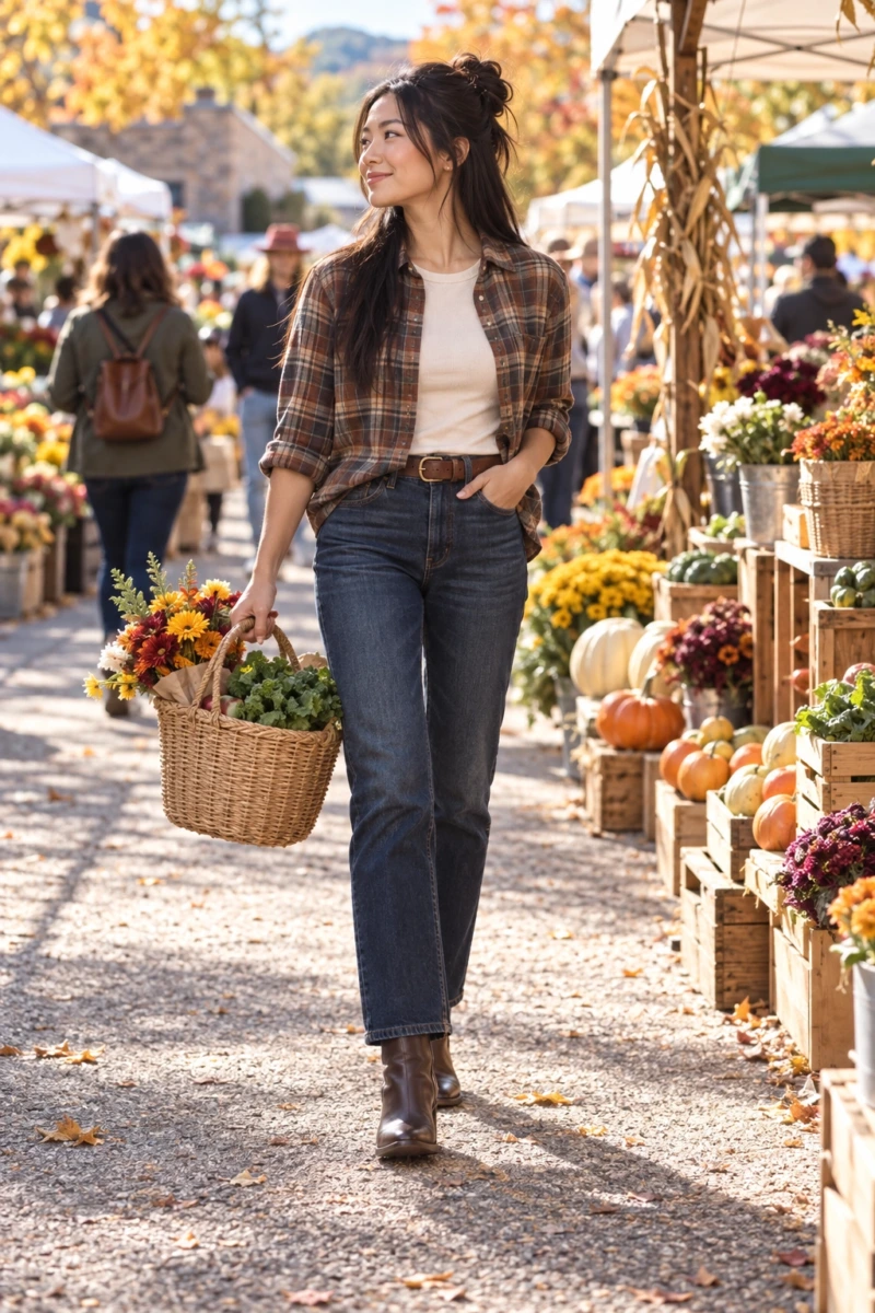 Brown Flannel Shirt With Dark Jeans