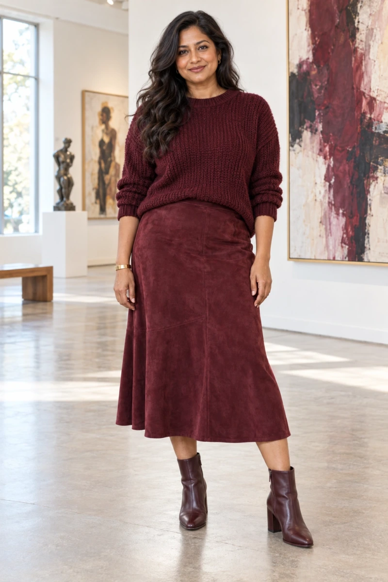 Burgundy Monochrome With Varying Textures