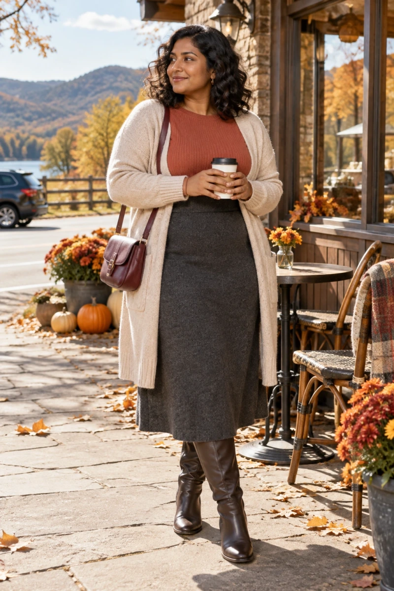 Sweater Skirt With a Tucked Thermal