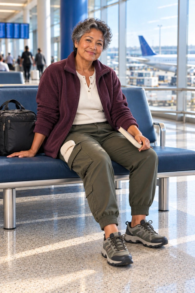 Cargo Joggers, Thermal Henley, and Fleece Jacket