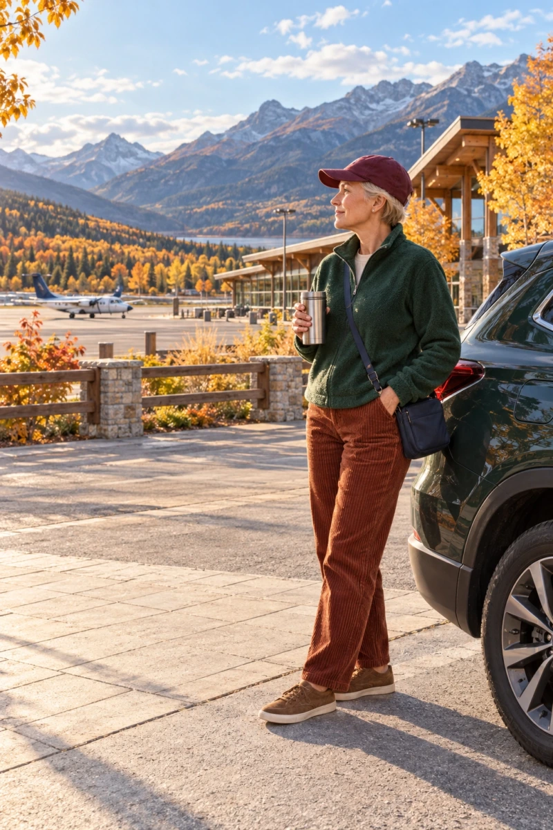 Fleece Half-Zip, Corduroy Pants, and Suede Sneakers