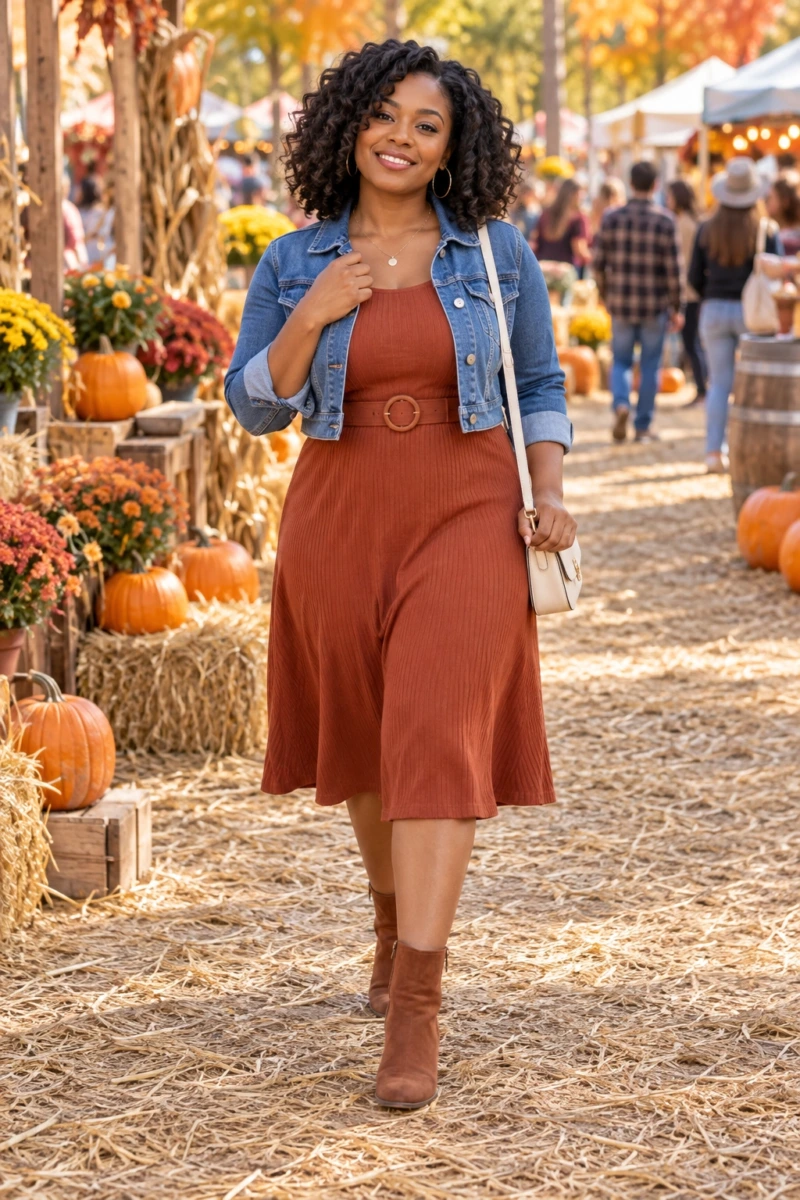 Cropped Jacket Over a Midi Dress