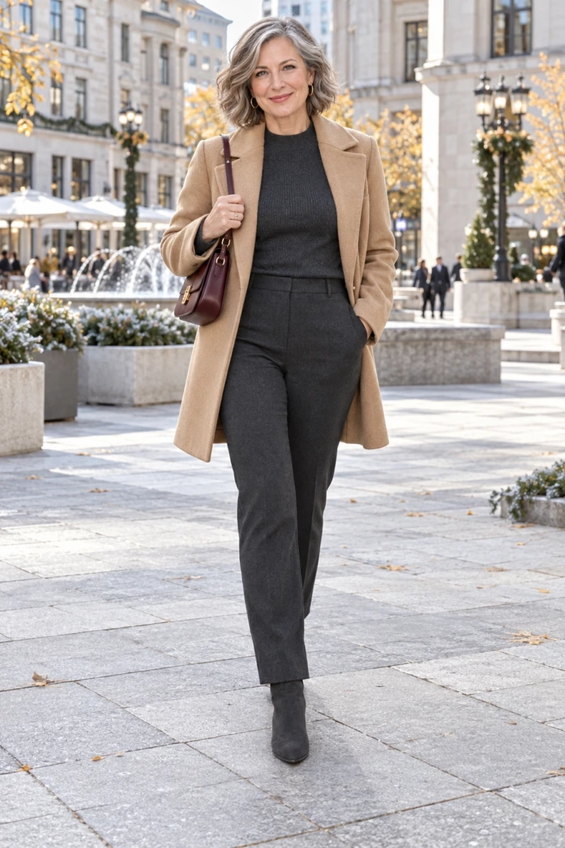 Short Wool Coat Over All One Color