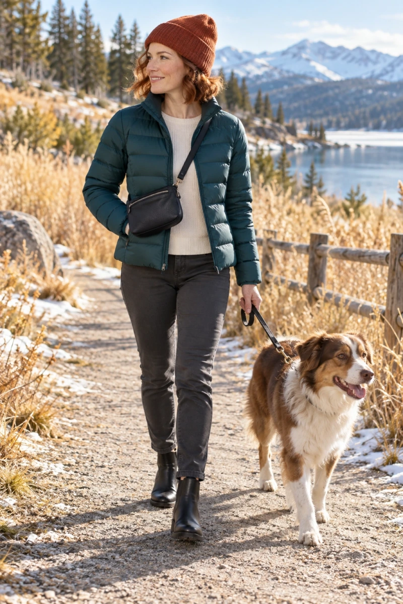 Short Puffer With Slim Trousers