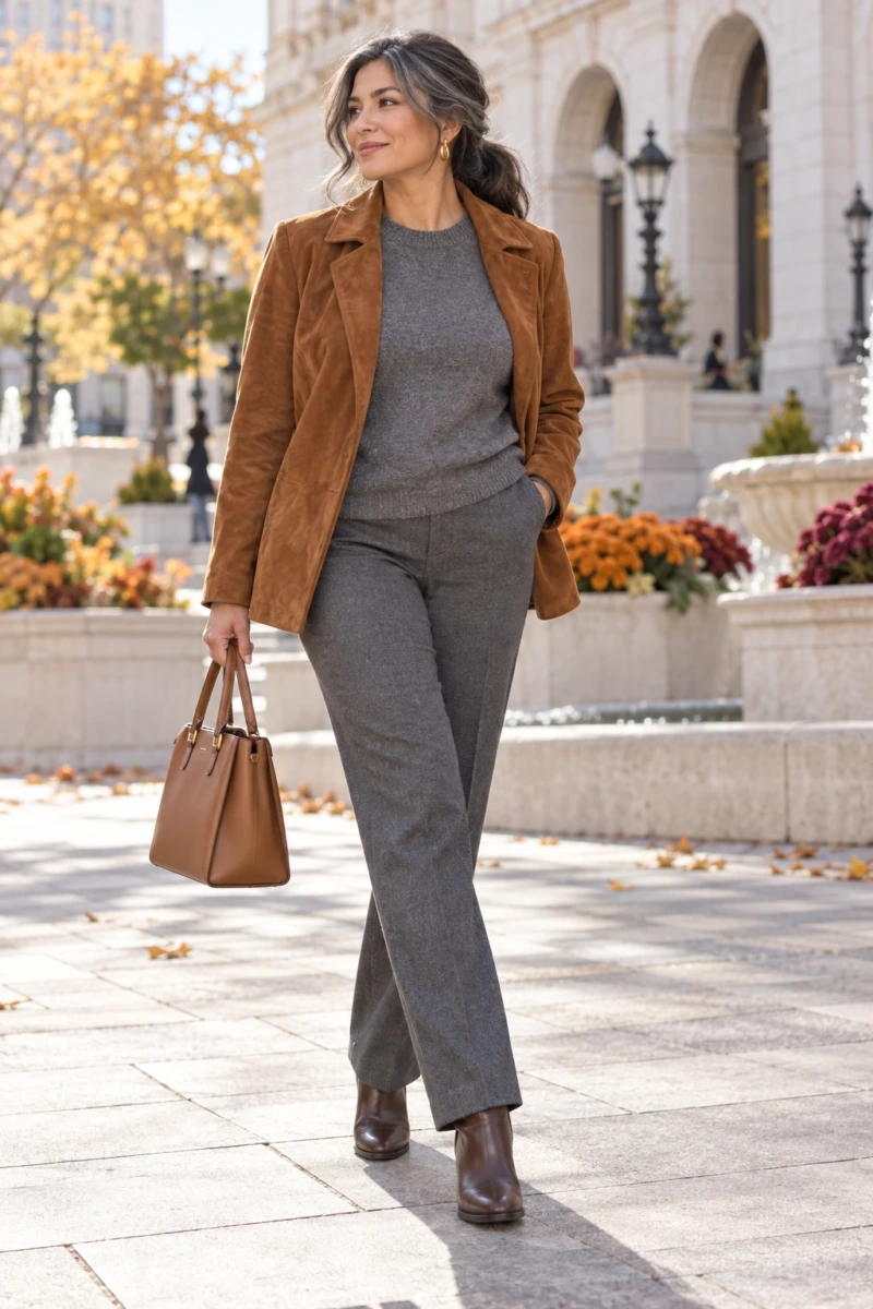 Suede Jacket Over All Gray